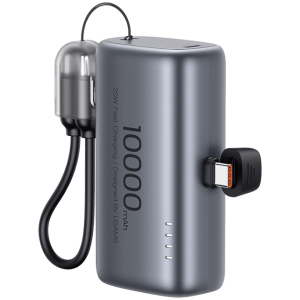 USAMS power bank CD252 με stand, 2x θύρες εξόδου, 10000mAh, 20W, γκρι