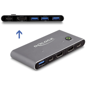 DELOCK HDMI KVM switch 18647 με 4x θύρες USB 5Gbps, 8K/30Hz, γκρι