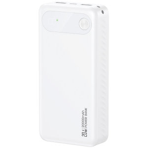 USAMS power bank CD251 με οθόνη, 3x θύρες εξόδου, 20000mAh, PD20W, λευκό