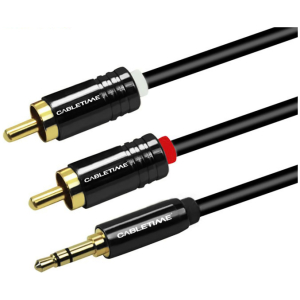 CABLETIME καλώδιο ήχου 3.5mm σε 2x RCA CT-P12G, 3m, μαύρο