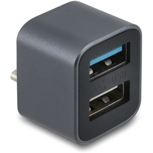 DELOCK mini USB hub 64359, 2x θυρών, USB 3.2, 10Gbps, USB-C σύνδεση, γκρι
