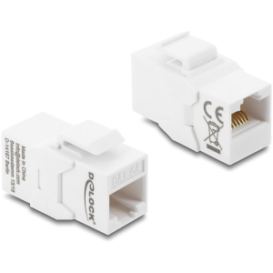 DELOCK Keystone module RJ45 90991, θηλυκό σε θηλυκό, Cat 6A UTP, λευκό