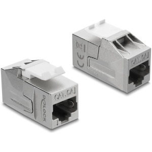DELOCK Keystone module RJ45 91122, θηλυκό σε θηλυκό, Cat 6A STP, ασημί