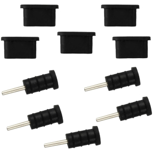 Σετ καλύμματα προστασίας για θύρα USB-C & 3.5mm AK327, μαύρο, 10τμχ