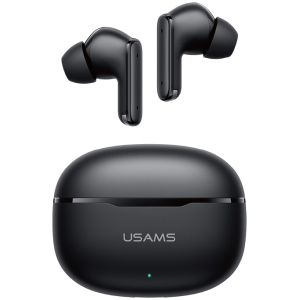 USAMS earphones με θήκη φόρτισης E05, True Wireless, BT 6.0, μαύρα