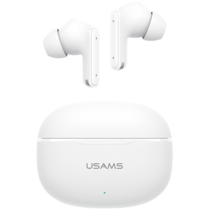 USAMS earphones με θήκη φόρτισης E05, True Wireless, BT 6.0, λευκό