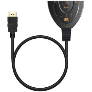 POWERTECH HDMI Switch CAB-H077, 3 σε 1, 4K, 0.50m, μαύρο