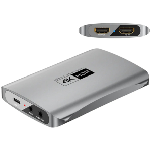 POWERTECH video capture CAB-H166, HDMI/USB-C σύνδεση, 4K/60Hz, γκρι
