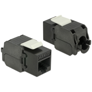 POWERTECH keystone module RJ45 female CAB-N151, Cat.6Α UTP 180°, μαύρο