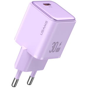 USAMS φορτιστής τοίχου US-CC186, USB-C θύρα εξόδου, 30W PD, μωβ
