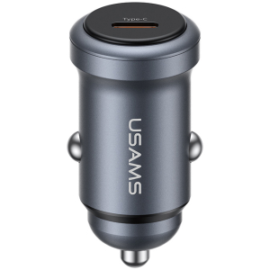 USAMS φορτιστής αυτοκινήτου CC321, USB-C, 30W, γκρι