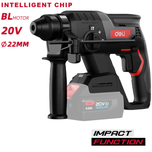 DELI κρουστικό σκαπτικό μπαταρίας DE-DC20-2, Brushless, 20V, 2J