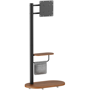 BRATECK βάση τηλεόρασης δαπέδου FS54-22T-02W, 17-43", έως 15kg, με ράφι & ροδάκια, μαύρη