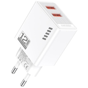 KAKUSIGA φορτιστής τοίχου KSC-1237, 2x USB, 12W, λευκός