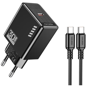 KAKUSIGA φορτιστής τοίχου KSC-1242 με καλώδιο USB-C, USB-C, 30W, μαύρος