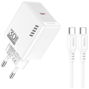 KAKUSIGA φορτιστής τοίχου KSC-1242 με καλώδιο USB-C, USB-C, 30W, λευκός