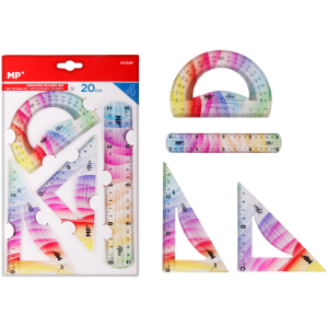 MP σετ πλαστικοί χάρακες PA159P, εύκαμπτοι, διάφανοι/πολύχρωμοι, 4τμχ