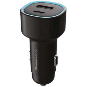 POWERTECH φορτιστής αυτοκινήτου PT-1539, USB & USB-C, 85W, μαύρος