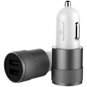 POWERTECH φορτιστής αυτοκινήτου PT-798, 2x USB, 2.1A, γκρι