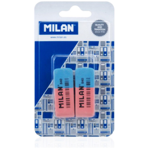 MILAN γόμα 620 BCM10100MP για μολύβι και στυλό, 53 x 20 x 8mm, σετ 2τμχ