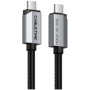 CABLETIME καλώδιο USB-C CT-USB4V2, USB4, 240W, 80Gbps, 8K/60Hz, 1m, μαύρο