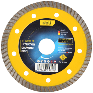 DELI δίσκος κοπής διαμαντέ DH-CQP125-E3, δομικών υλικών, ultrathin, 125mm, 12250rpm, wet & dry