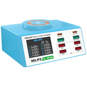 RELIFE σταθμός φόρτισης RL-309AW, 6x USB/2x USB-C/wireless, 100W, λευκός