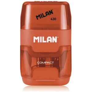 MILAN ξύστρα μολυβιών με κάδο & γόμα 1204703116, πορτοκαλί