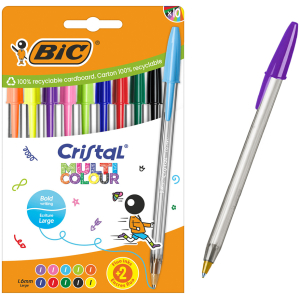 BIC στυλό διαρκείας ballpoint Cristal Multicolour, 1.6mm μύτη, διάφορα χρώματα, 10τμχ