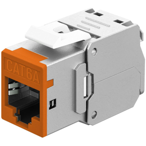 GOOBAY Keystone module RJ45 77947, CAT 6A STP, slim, toolfree, ασημί/πορτοκαλί