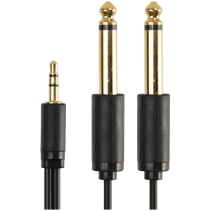 CABLETIME καλώδιο ήχου 3.5mm σε 2x 6.35mm AV310-17G, 1.8m, μαύρο