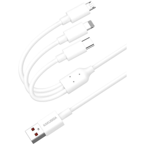 KAKUSIGA καλώδιο USB σε USB-C/Lightning/Micro USB KSC-1021, 5A, 1.2m, λευκό