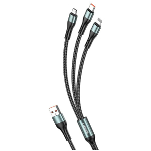 KAKUSIGA καλώδιο USB σε USB-C/Lightning/Micro USB KSC-1026, 5A, 480Mbps, 1.2m, μαύρο