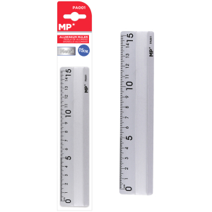 MP μεταλλικός χάρακας PA001, 15cm, ασημί