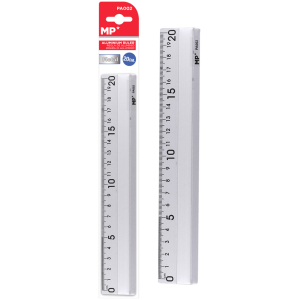 MP μεταλλικός χάρακας PA002, 20cm, ασημί