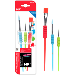 ARTIX PAINTS σετ παιδικών πινέλων ζωγραφικής PP279, διάφορα χρώματα, 3τμχ