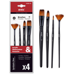 ARTIX PAINTS σετ πινέλων ζωγραφικής PP387-03, μαύρο, 4τμχ
