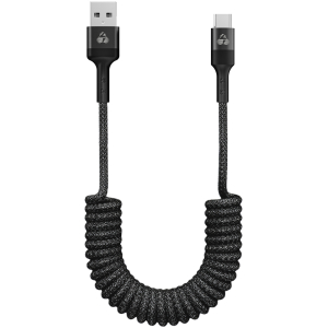 POWERTECH καλώδιο USB-C σε USB PTR-0197 με spiral καλώδιο, PD 60W, 480Mbps, 1m, μαύρο